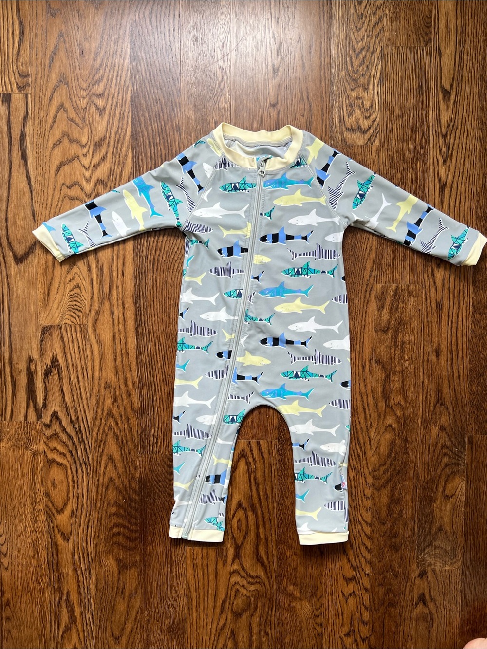SwimZip Gray Shark-Print 2T One-Piece Rashguard UPF 50